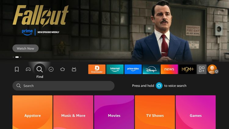 From the home screen of your device hover over the find tab and click search.