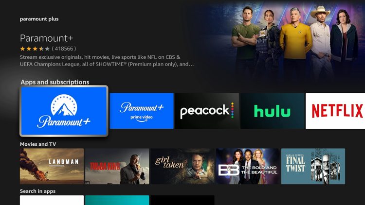 Select the Paramount Plus App.