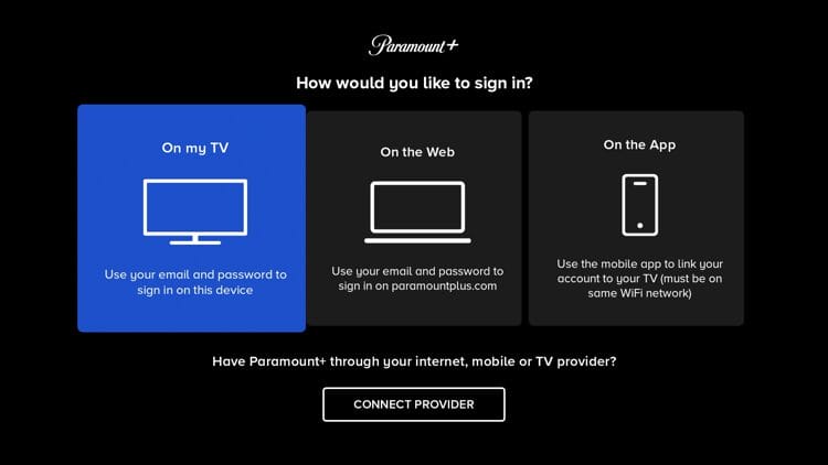 Choose your sign in method.