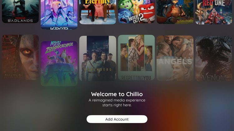 After the Chillio app launches click Add Account.