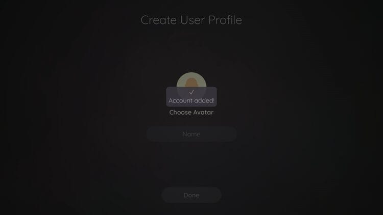 Account Added Message