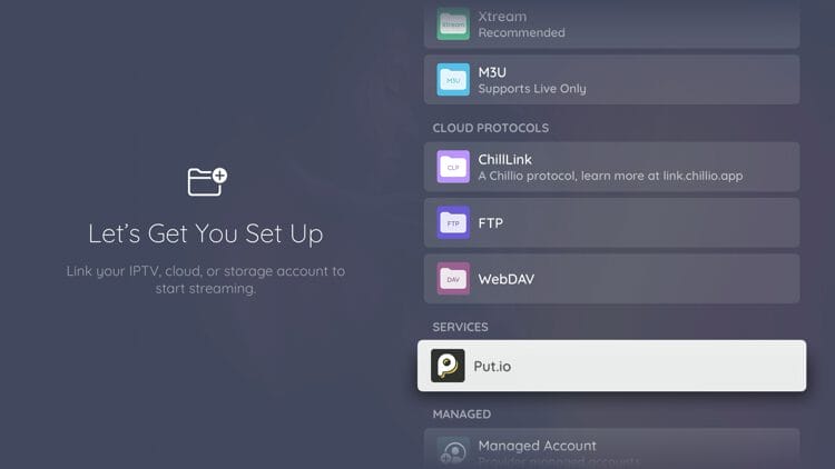 In this example we are integrating Put io.