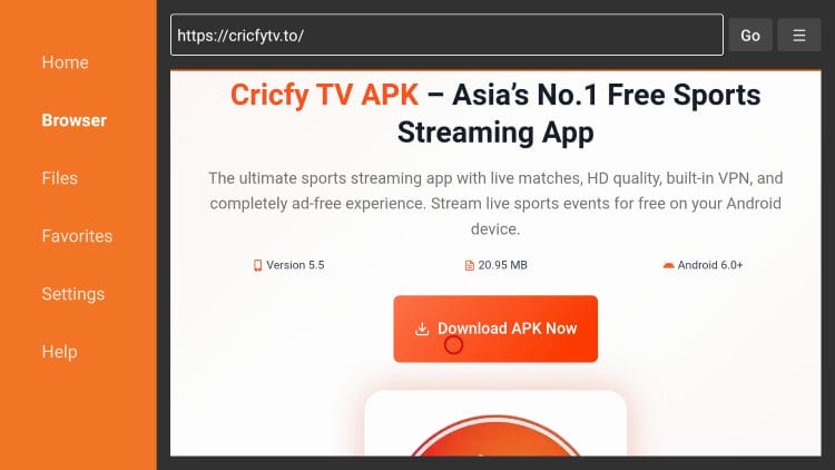 choose download cricfy apk now