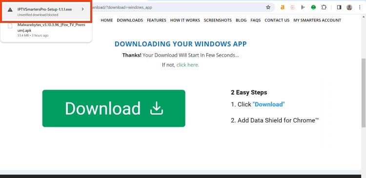 download notification blocked message