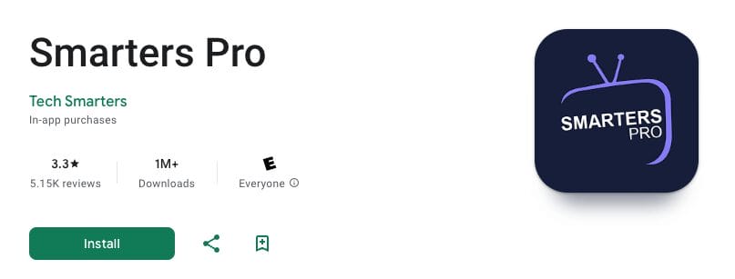 Fake IPTV Smarters Pro in Google Play