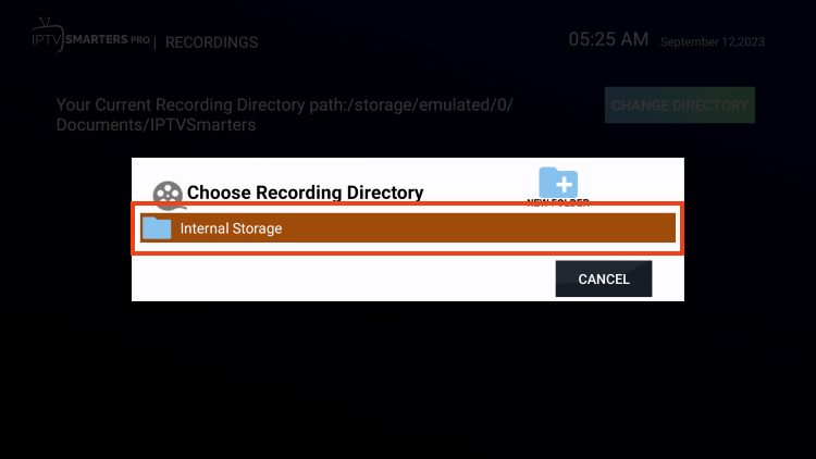 click internal storage