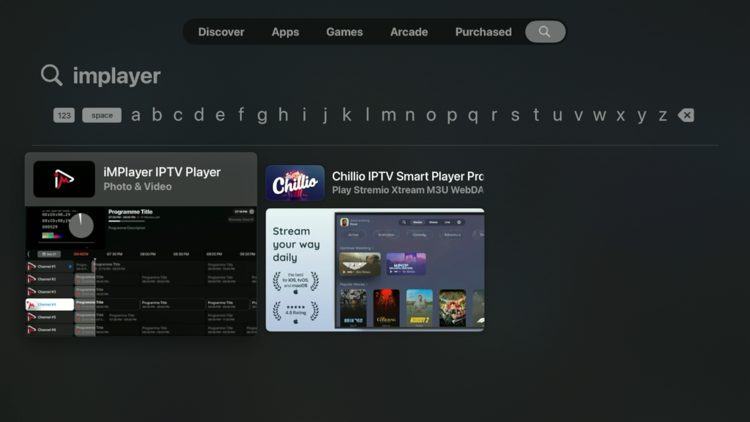 Click the search icon, type in ‘implayer‘ and click the first result.
