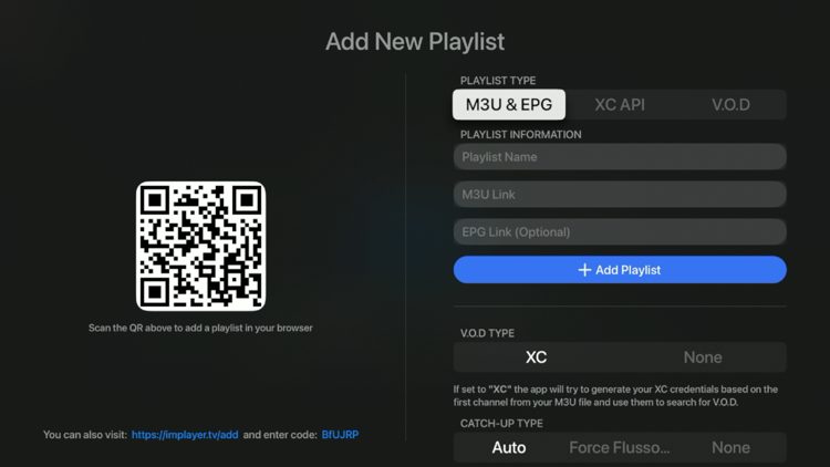 Choose your preferred IPTV login method