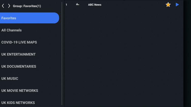 Within the left channel menu, scroll all the way up and select Favorites.
