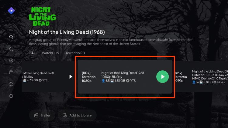 Torrentio links now display