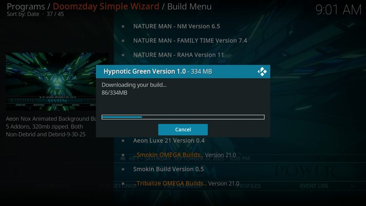 Wait for your build to download.