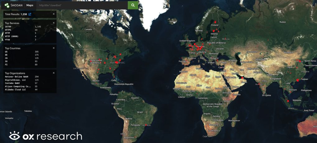 Map of MoltBot Servers