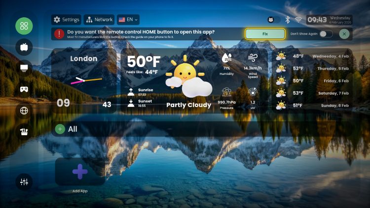 Premium TV Launcher home screen