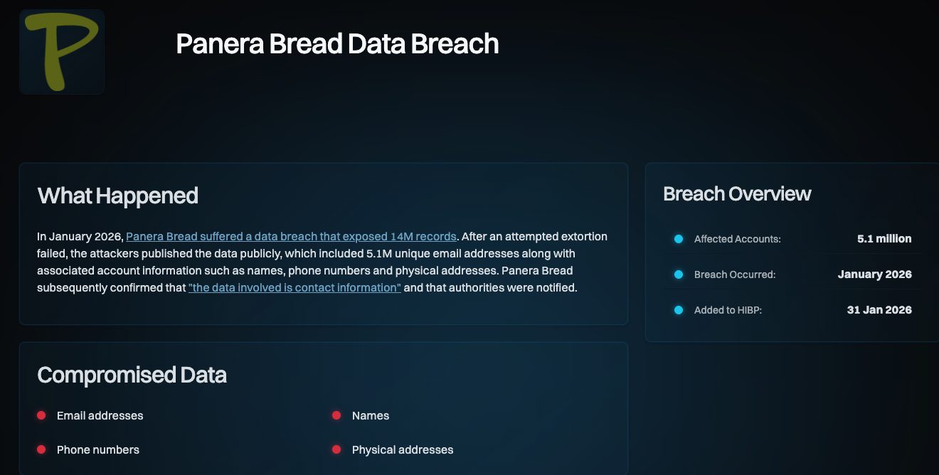 Panera Bread Breach Details
