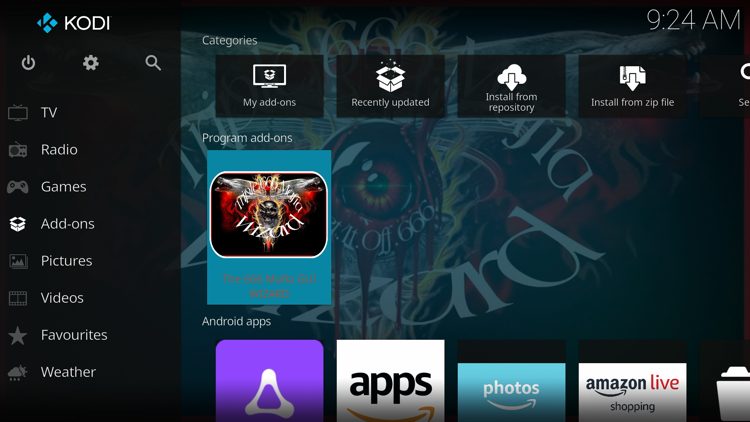 Return back to the home screen of Kodi, hover over Add-ons and click The 666 Mafia Wizard under Program add-ons.
