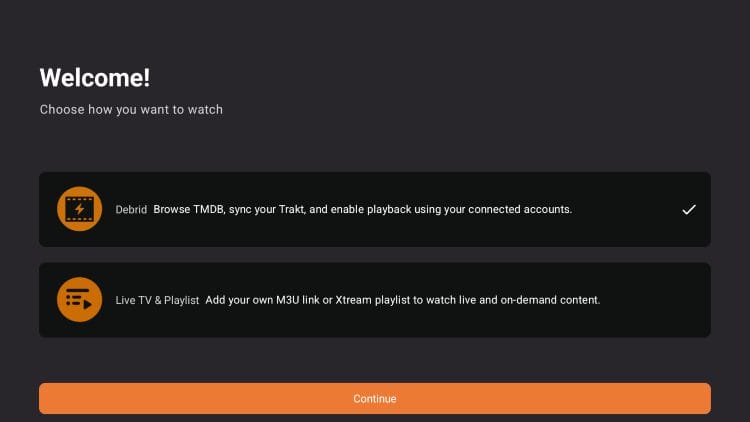 choose between debrid and live tv