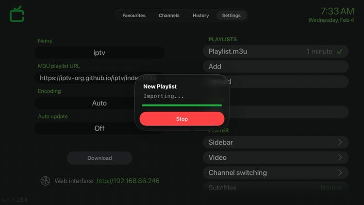 Wait for your playlist data to import.