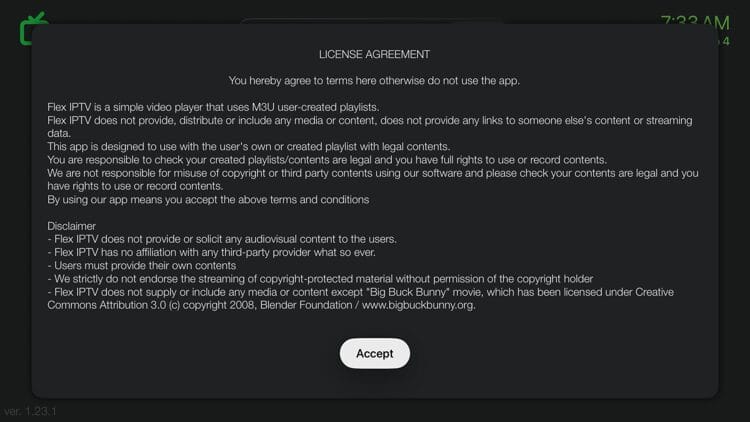 Click Accept when you see the License Agreement message.