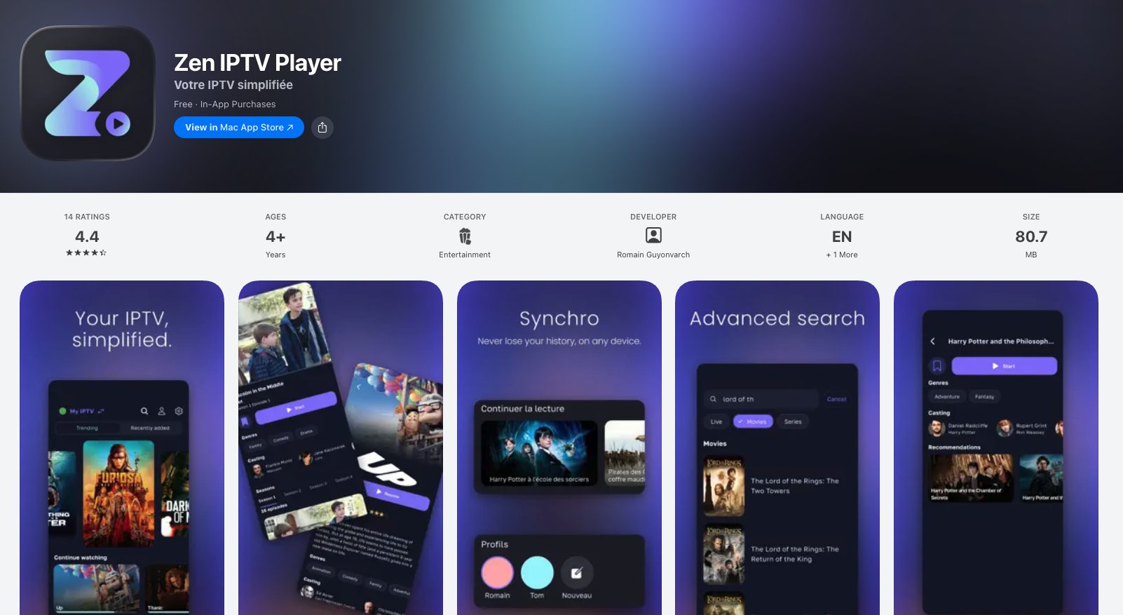 Zen IPTV Apple App Store