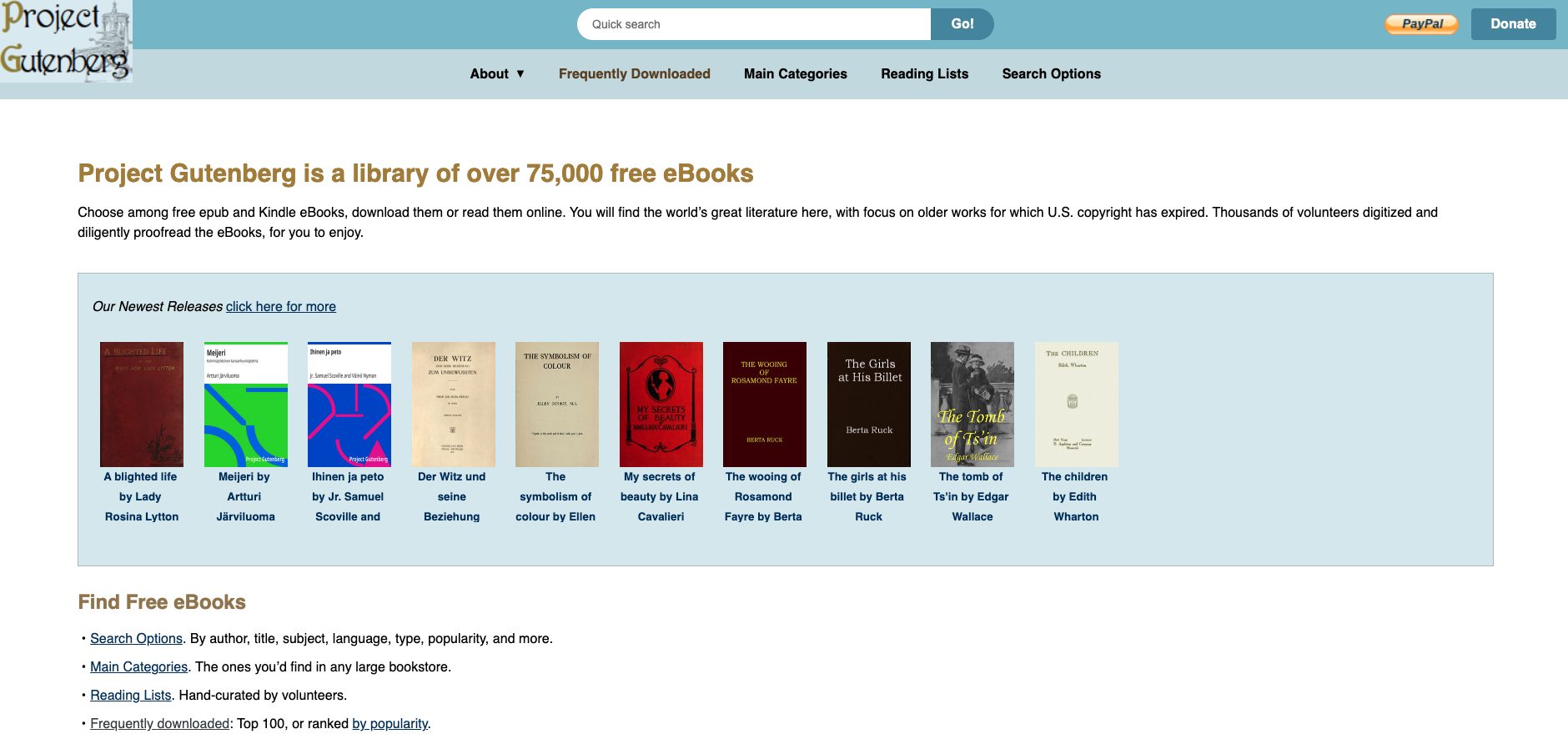 Project Gutenberg Website