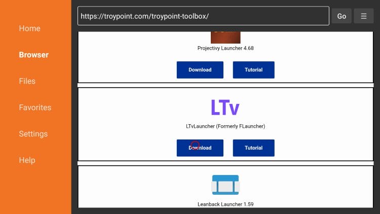 click download LTVLauncher