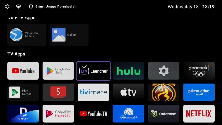 LTvLauncher home screen