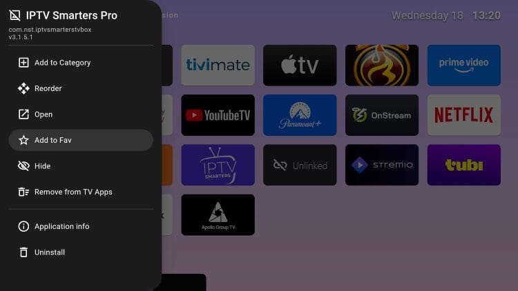 add apps to favorites on LTvluancher
