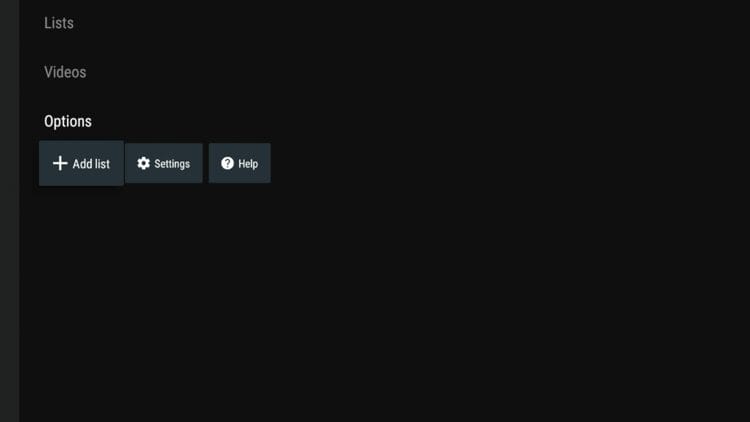 Scroll down to Options and click Add list.