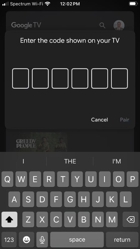 input device code to pair google tv app to your streaming device