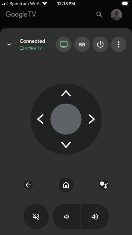 Navigation pad on google tv app