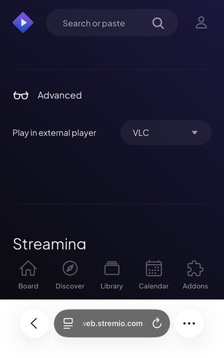 VLC is now selected as your external video player