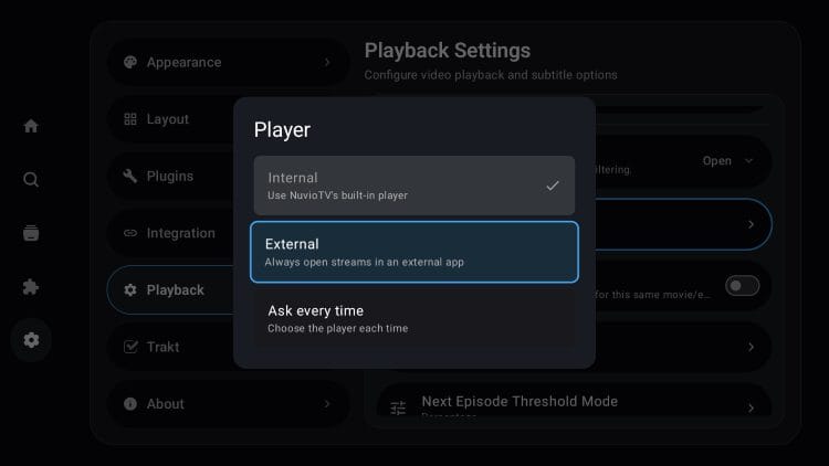 external video player