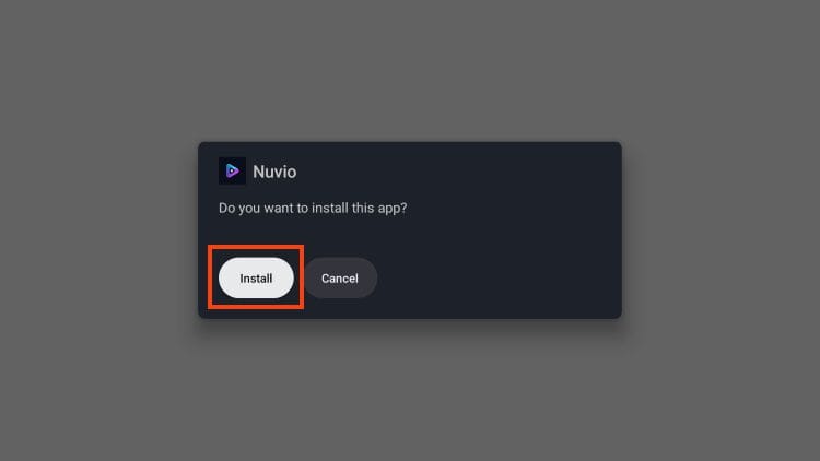 click install nuvio tv