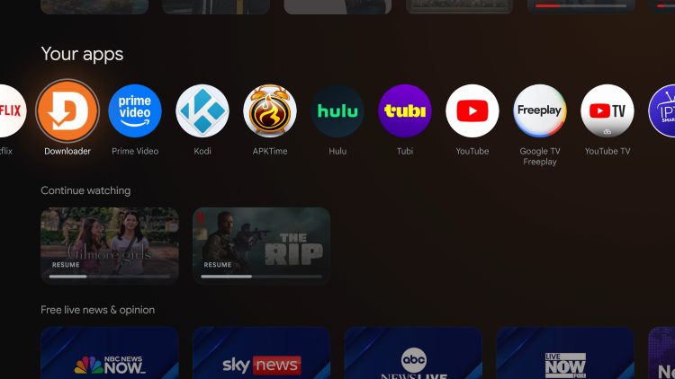 launch downloader to install Nuvio TV