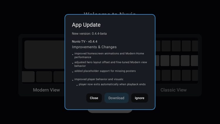 Nuvio App Update