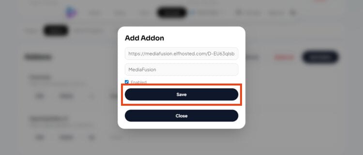 input addon url and click save