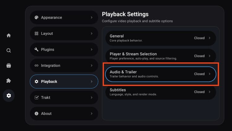 select audio and trailer