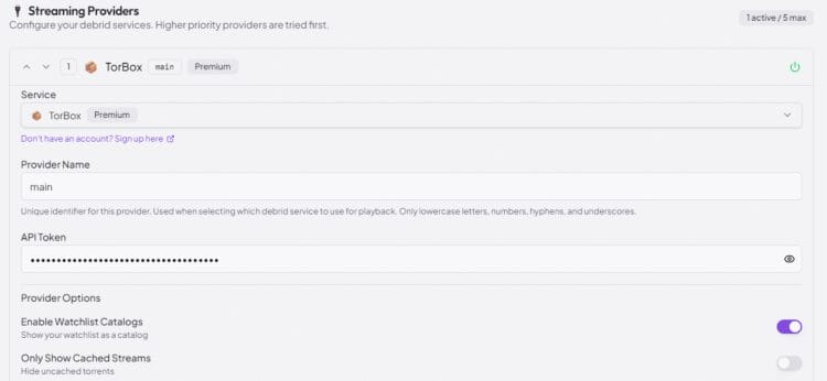 enable providers for mediafusion