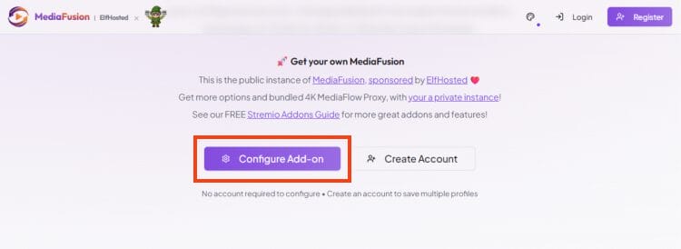click configure addon