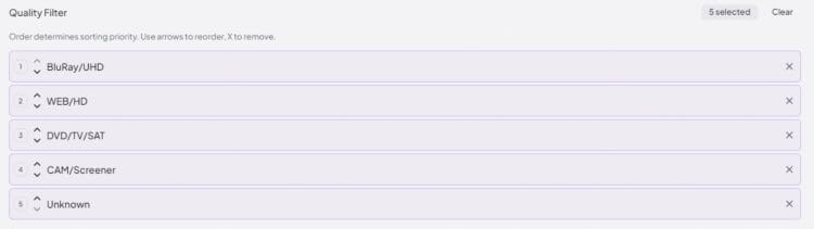 manage quality filters