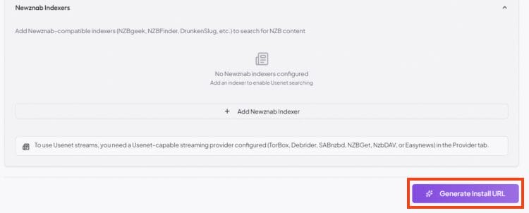 click generate url for mediafusion