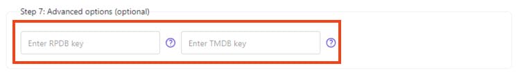 input your RPDB Key or TMDB Key for advanced setup