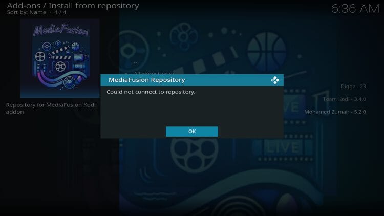 could not connect message for mediafusion kodi