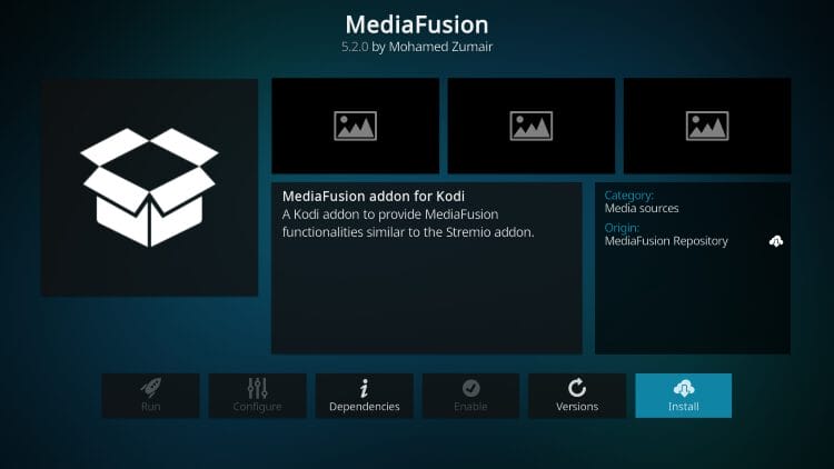 select install mediafusion kodi