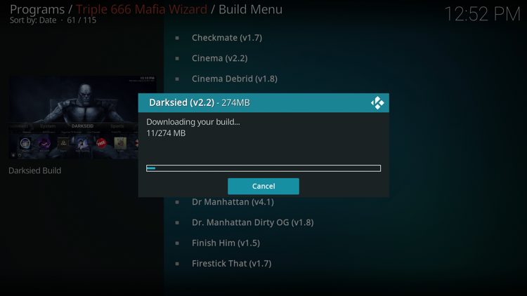 Wait for your build to download.
