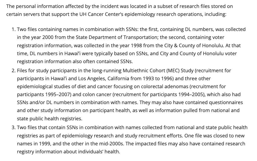 UH Cancer Center's Response