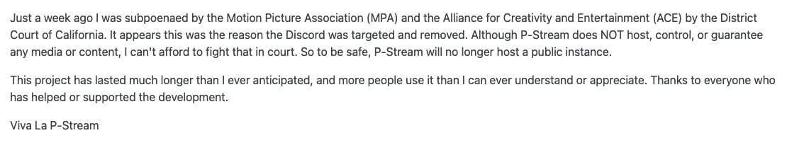 Message from P-Stream Operator