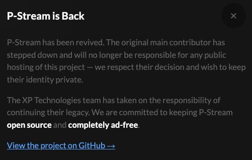 P-Stream Welcome Message