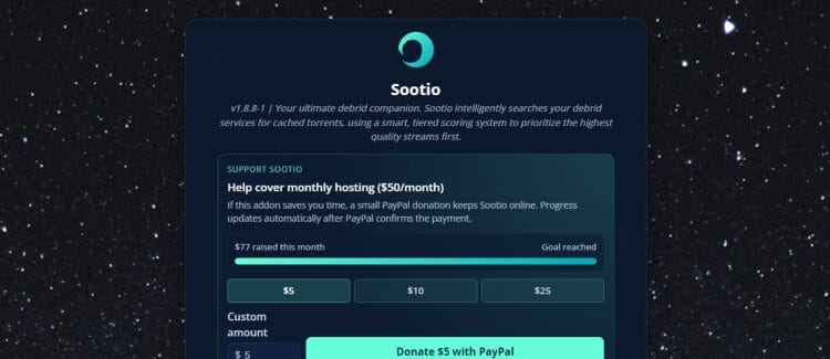 visit sootio stremio addon official website