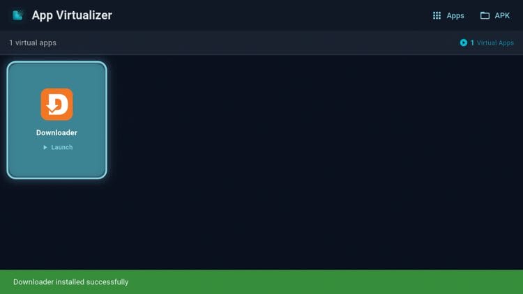 We are using the Downloader App in this example. Click on it again.